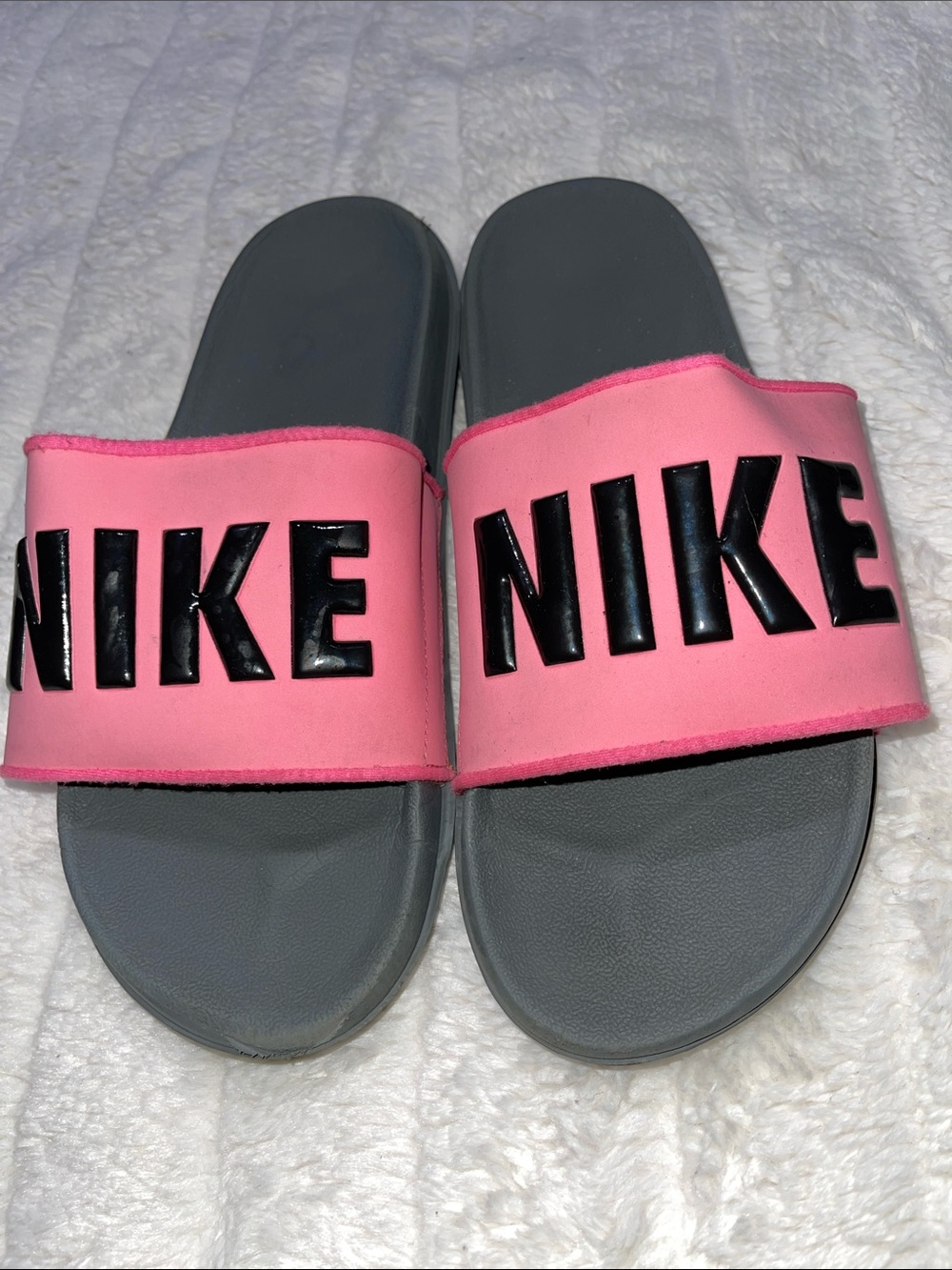 Nike Pink Slide Sandals with Gray Footbed